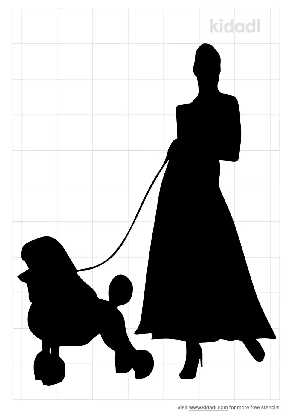 Woman With Poodle Stencil