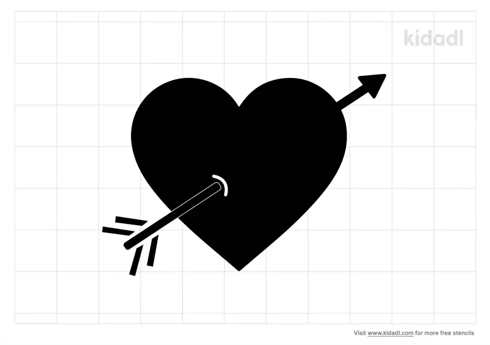Heart With Arrow Stencil