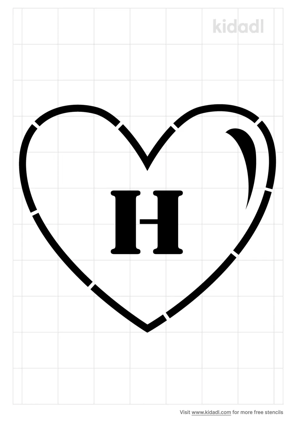 Heart With Letter In It Stencil