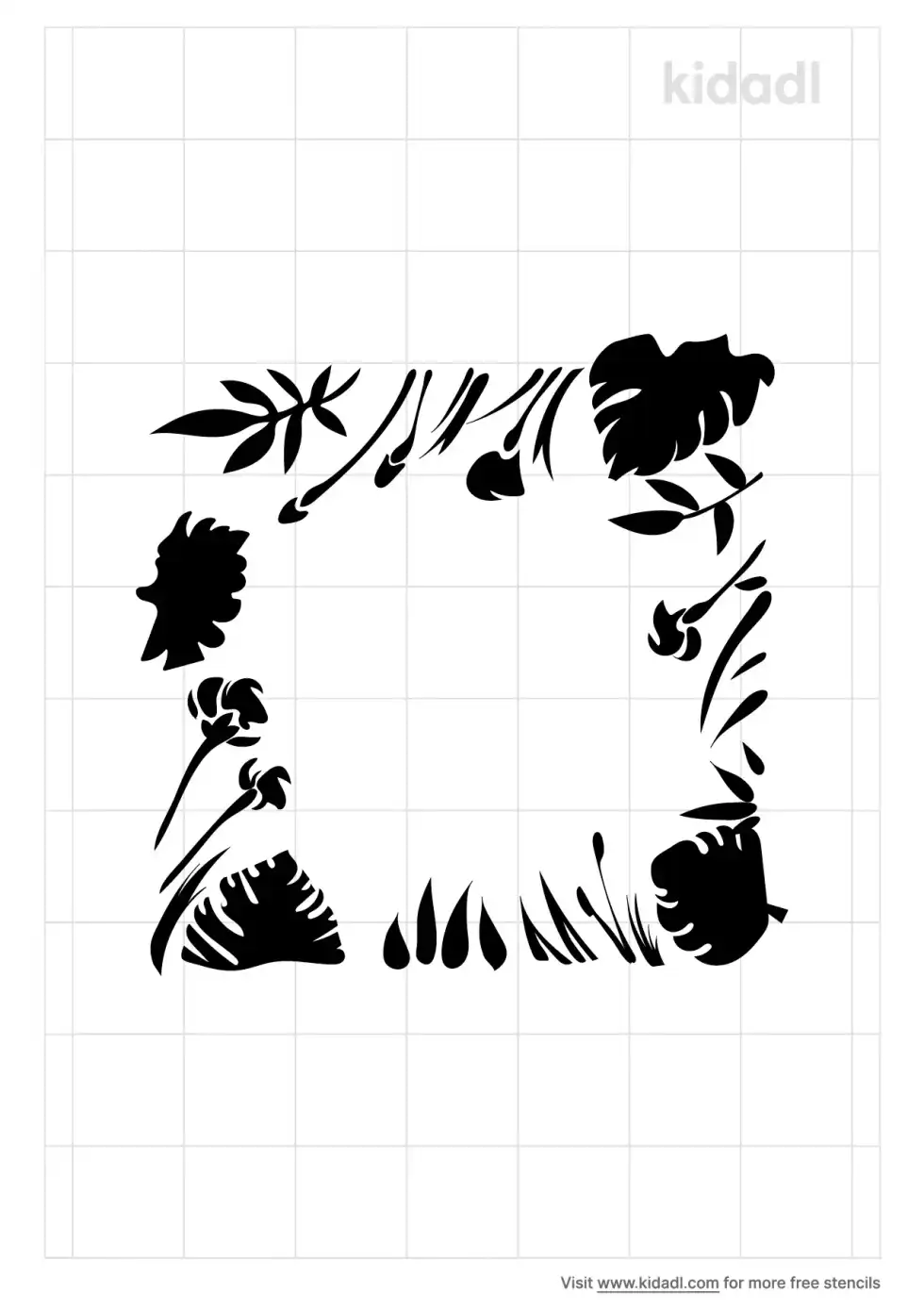 Tropical Flower Wall Border Stencil