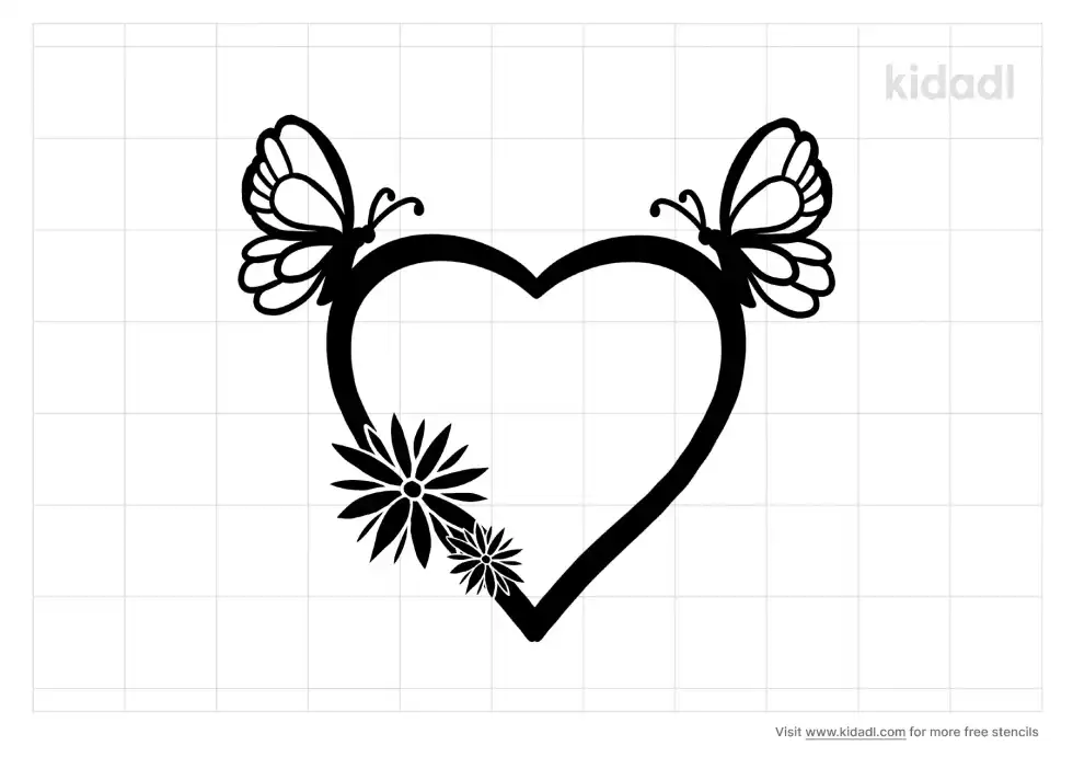 Heart Butterfly Stencil