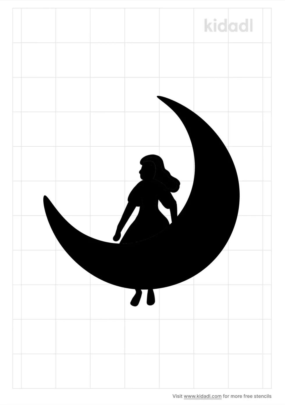 Girl Sitting On Moon Stencil