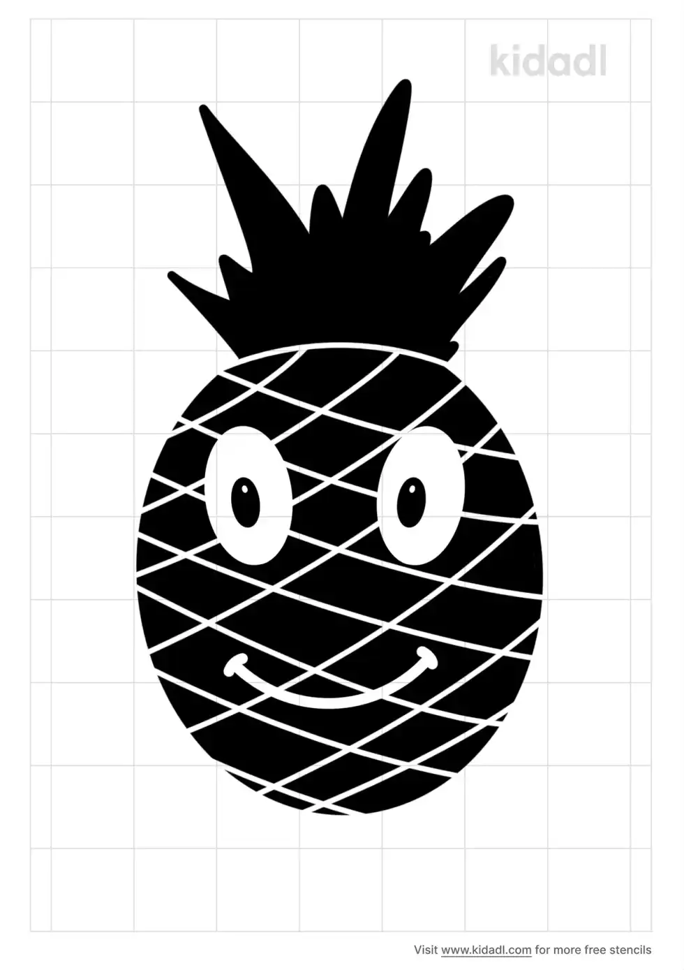Pineapple With Cute Face Stencil