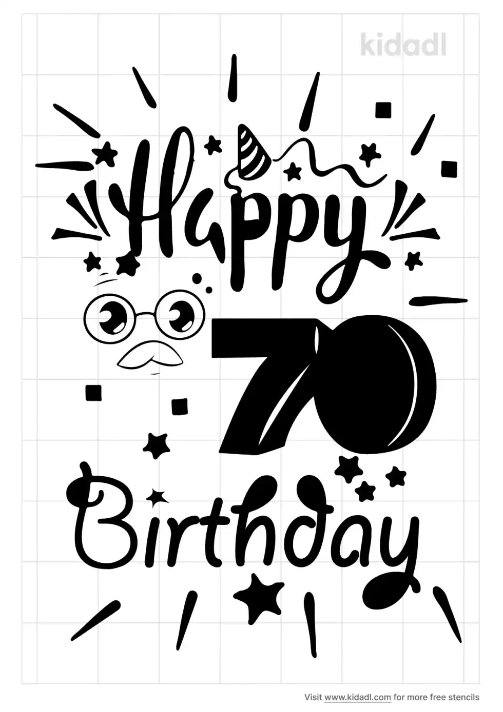 Happy 70th Birthday Stencil