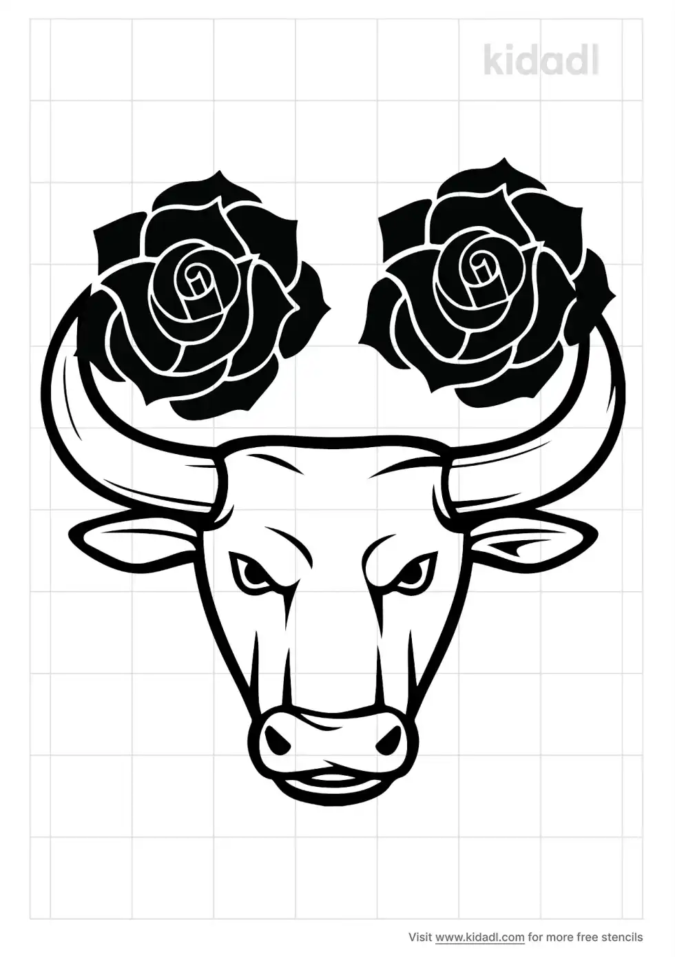 Rose Bull Stencil