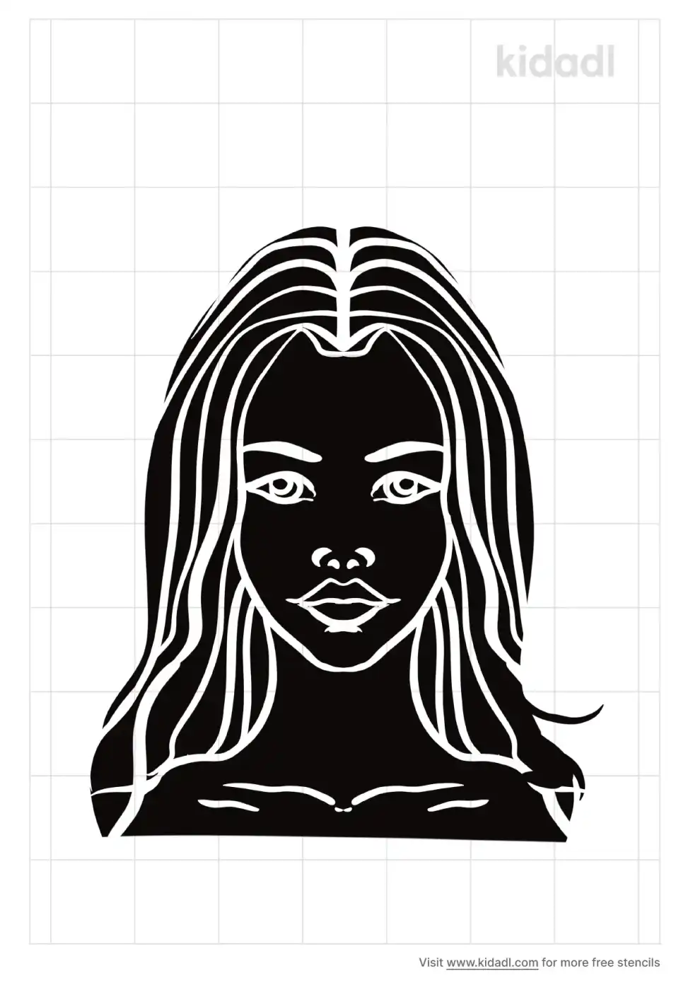 Girl With Shoulder Length Hair Stencil