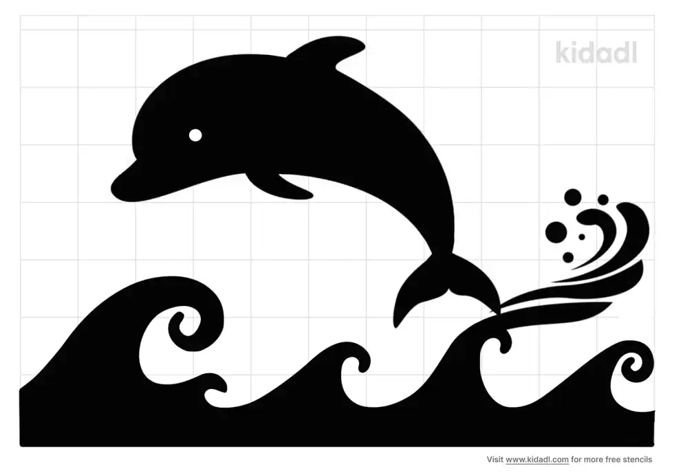 Waves With Dolphin Stencil