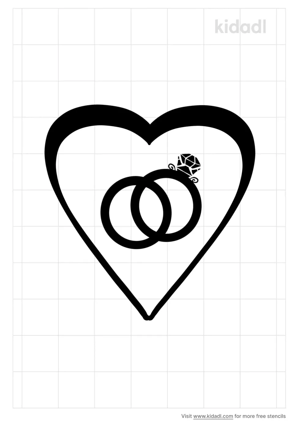 Heart And Two Rings Stencil
