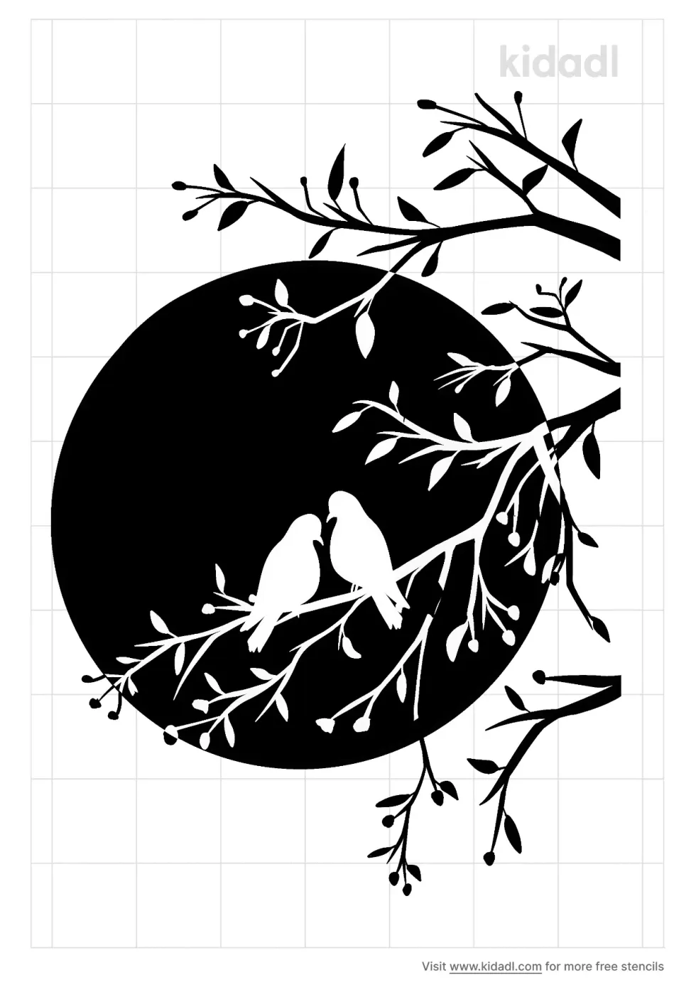 Bird, Branches And Moon