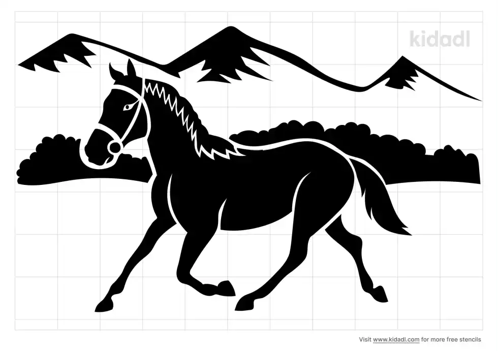 Horse And Mountain Stencil