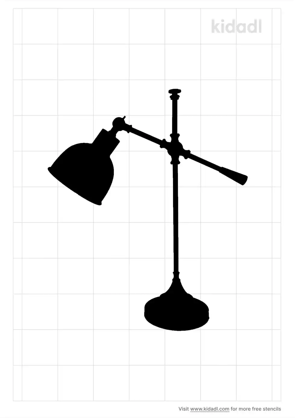 Vintage Table Lamp Swing Arm Metal Base And Shade Stencil