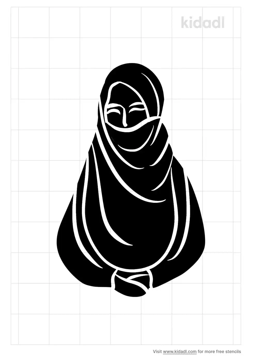 Girl In Head Covering Stencil