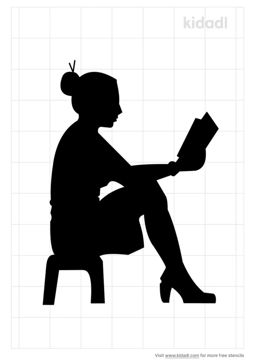 Lady Reading A Book Stencil