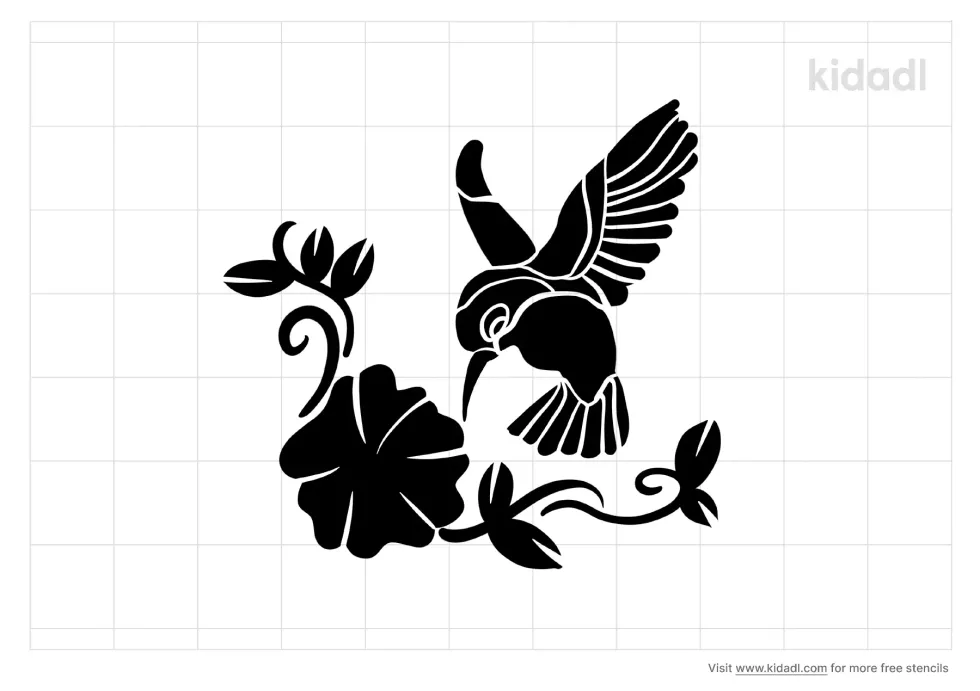 Hummingbird And Flower Stencil