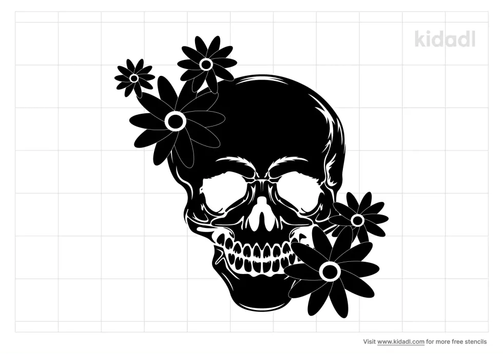 Skull And Flower Stencil