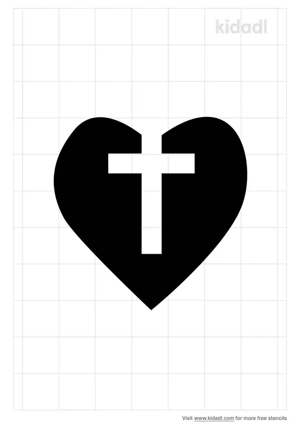 Cross Inside Heart Stencil