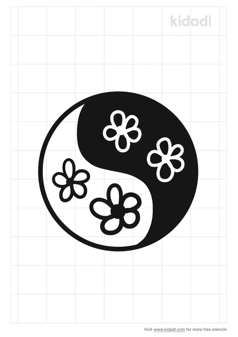 Flowers Of Ying-Yang Stencil