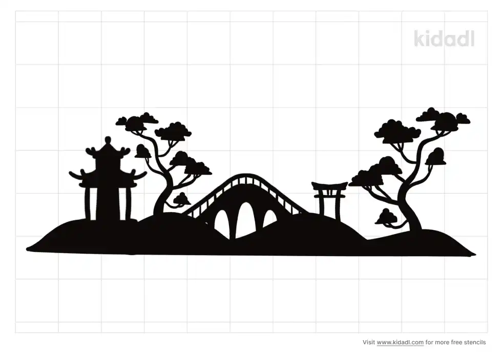 Chinese Landscape Stencil