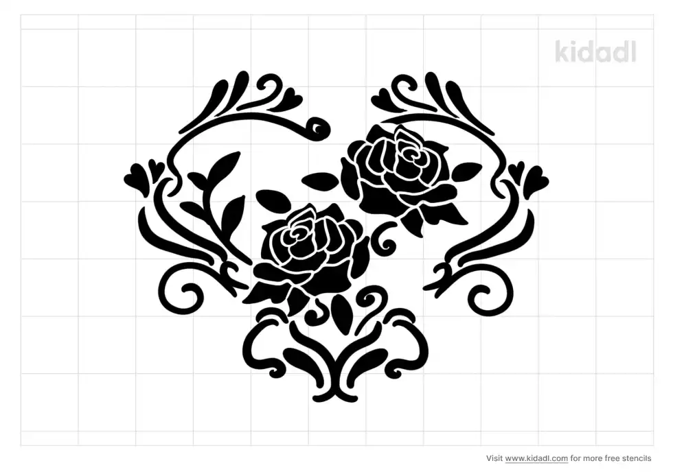 Heart With A Rose Stencil