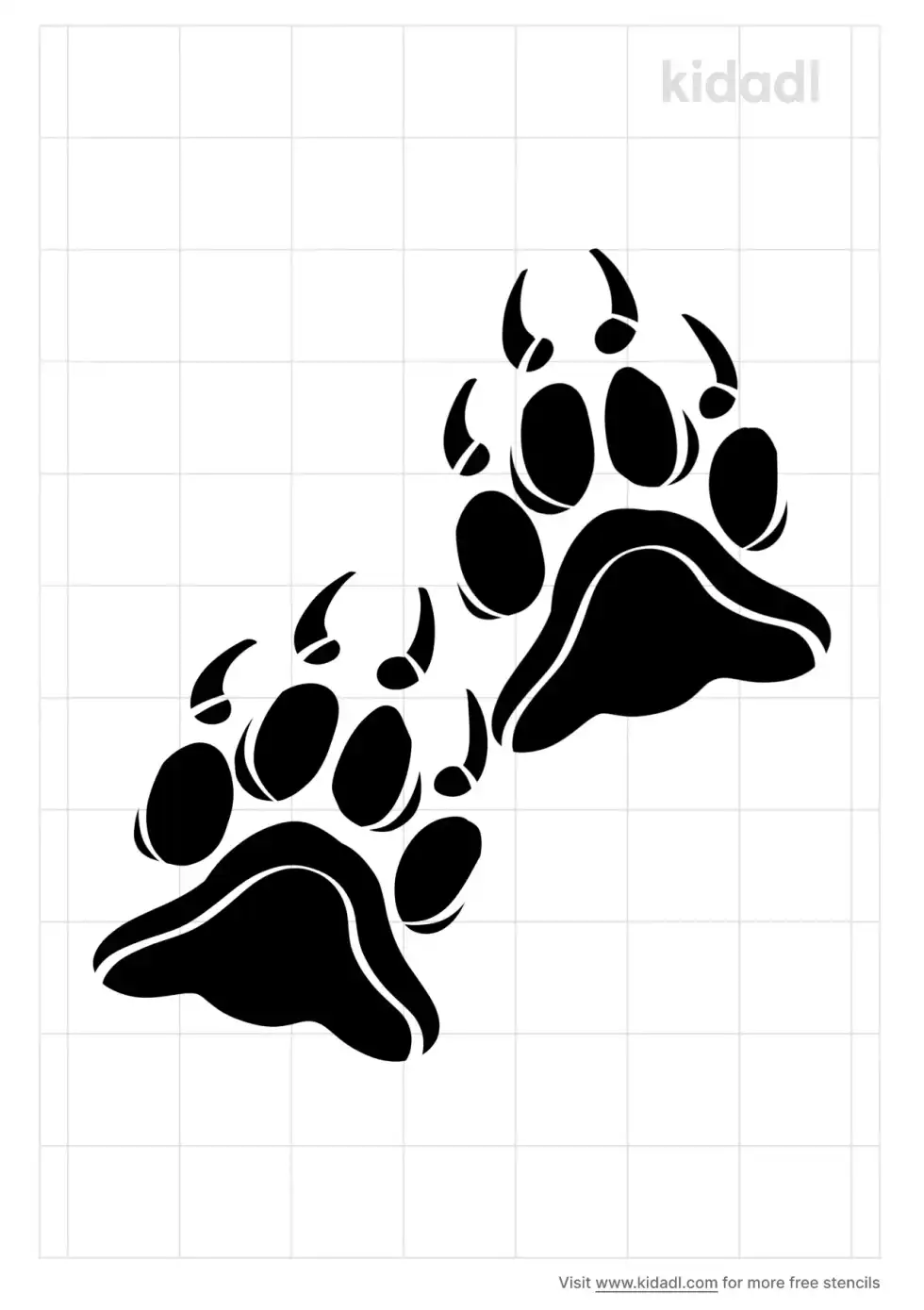 Grizzly Bear Paw Print Stencil