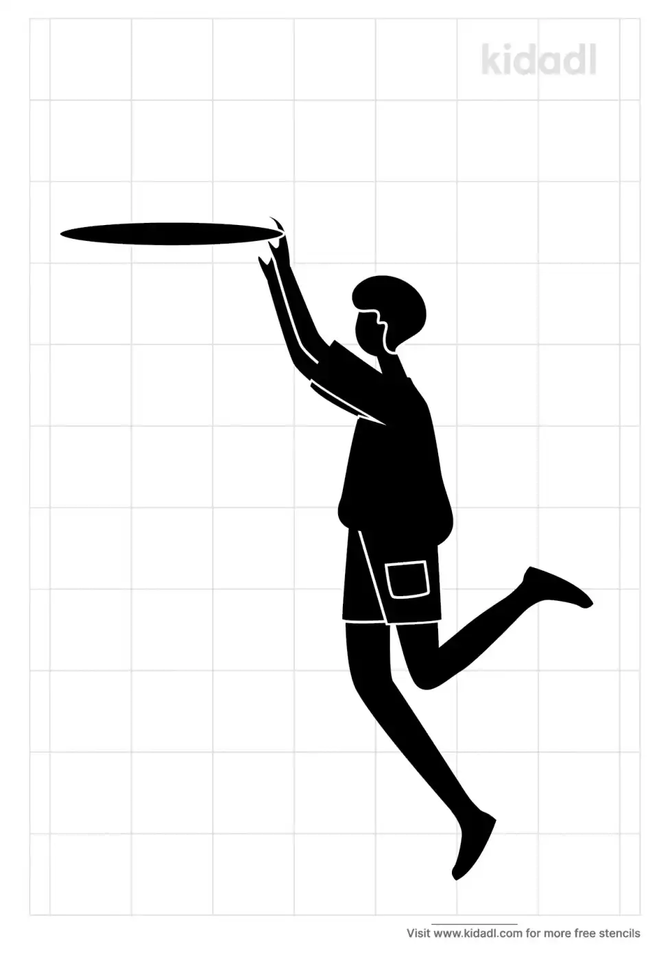 Jumping For Frisbee Stencil