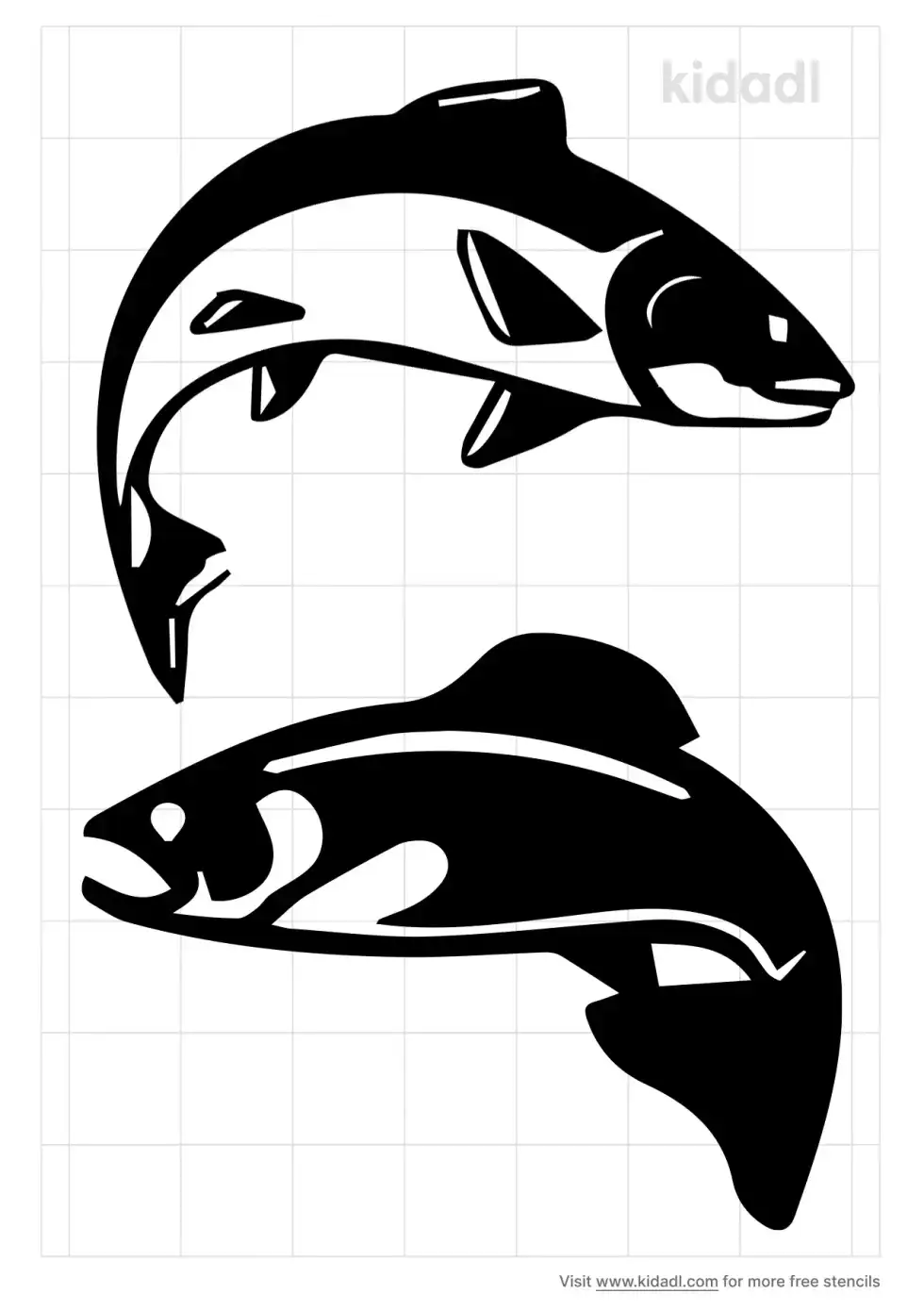 Jumping Salmon Fish Stencil