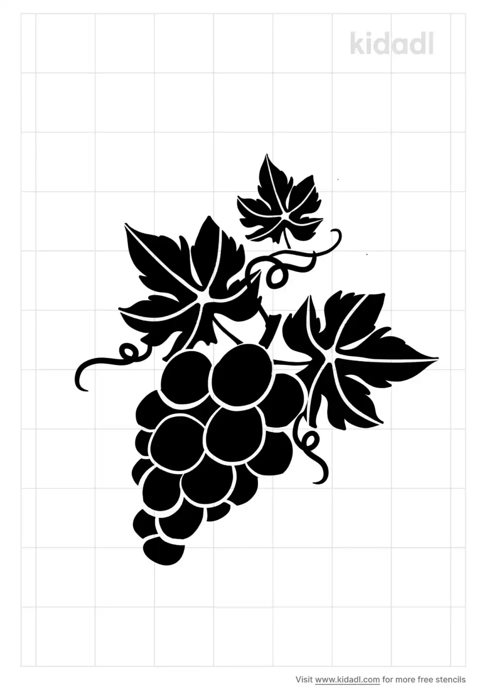 Grape Cluster With Leaves Stencil