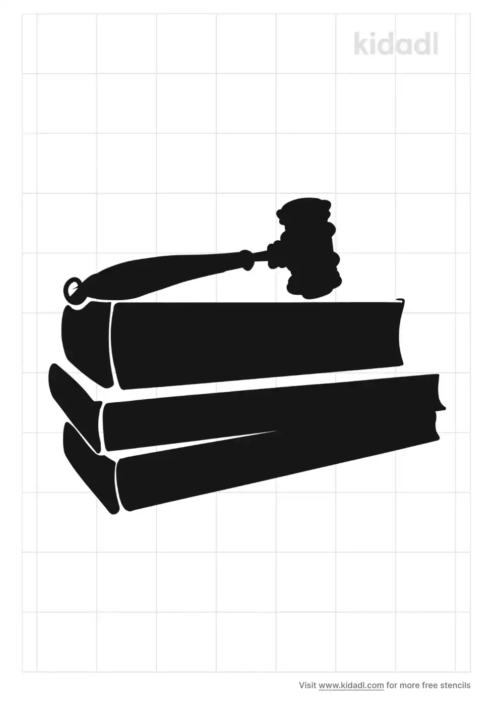 Judge's Gavel And Law Books Stencil