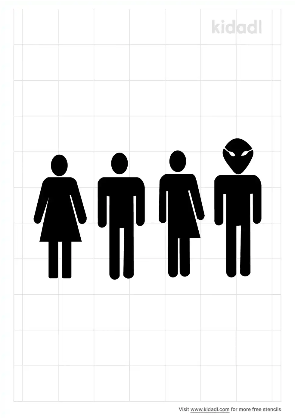 Bathroom Sign Male Female Trans Alien Stencil
