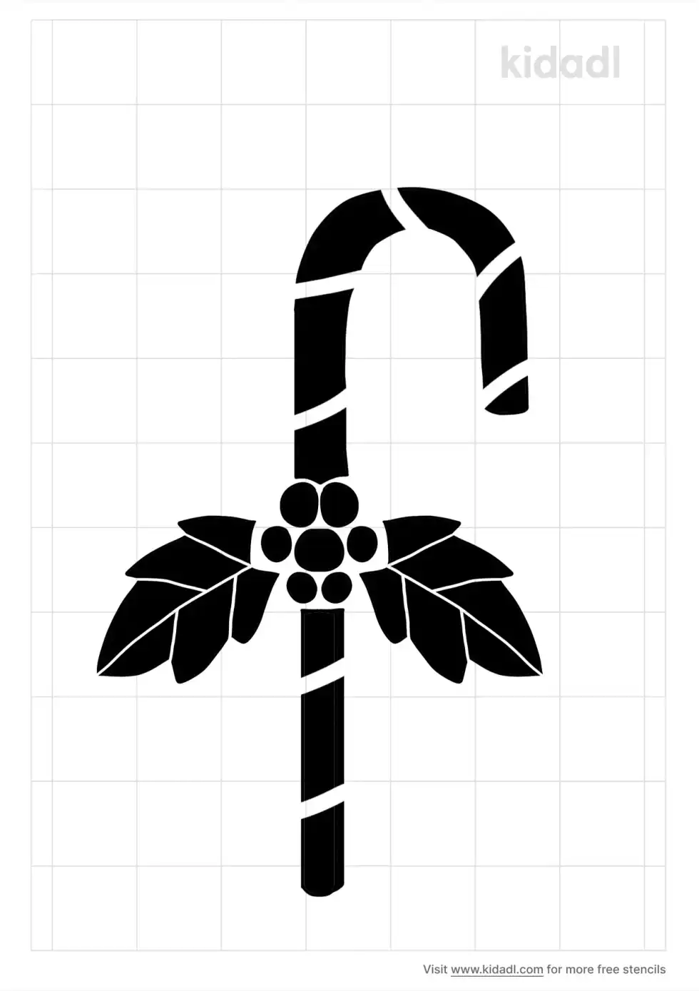 Mistletoe And Candy Cane Stencil