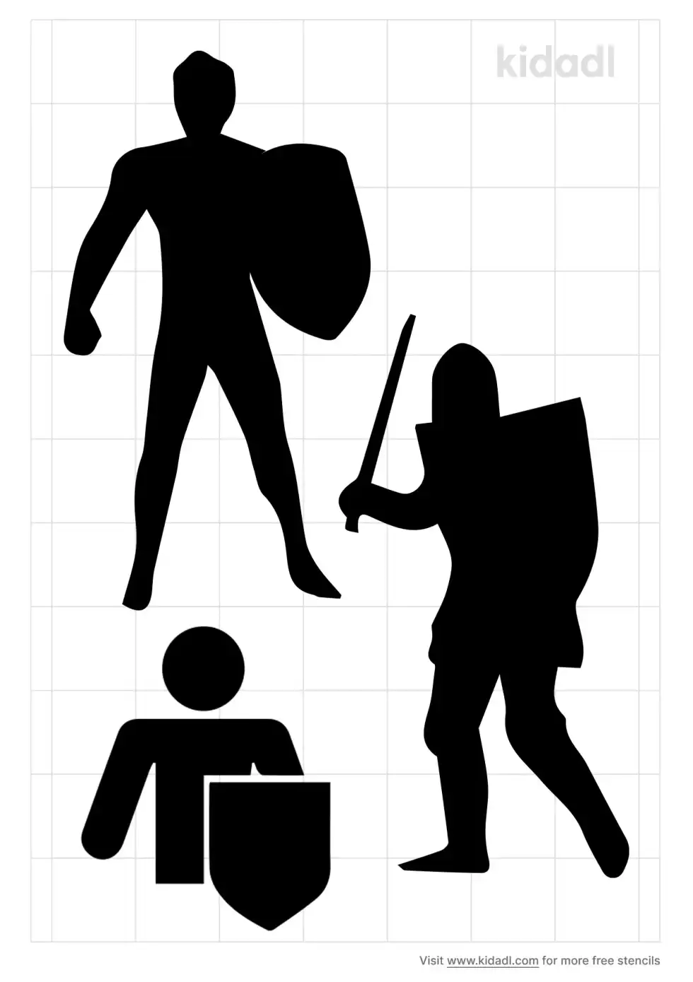 Men Holding Shield Stencil