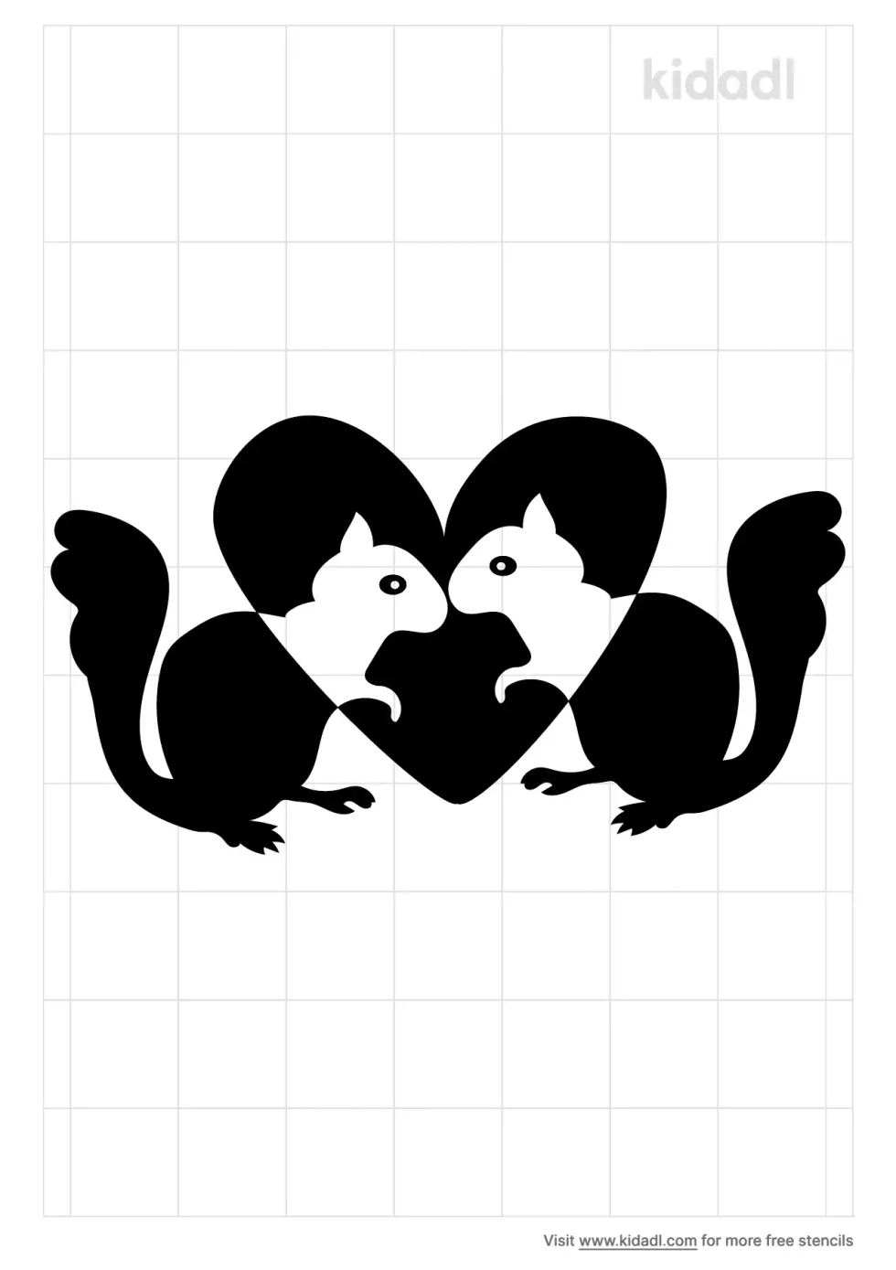 Squirrels In Love Stencil