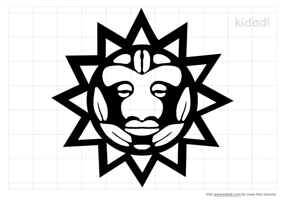 Aztec Sun God Stencil