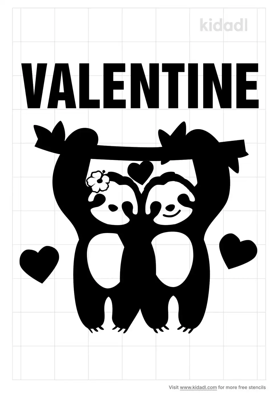 Sloth Valentine Stencil