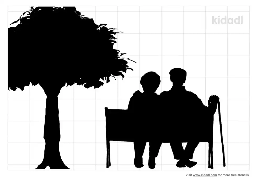 Couple On Park Bench Stencil
