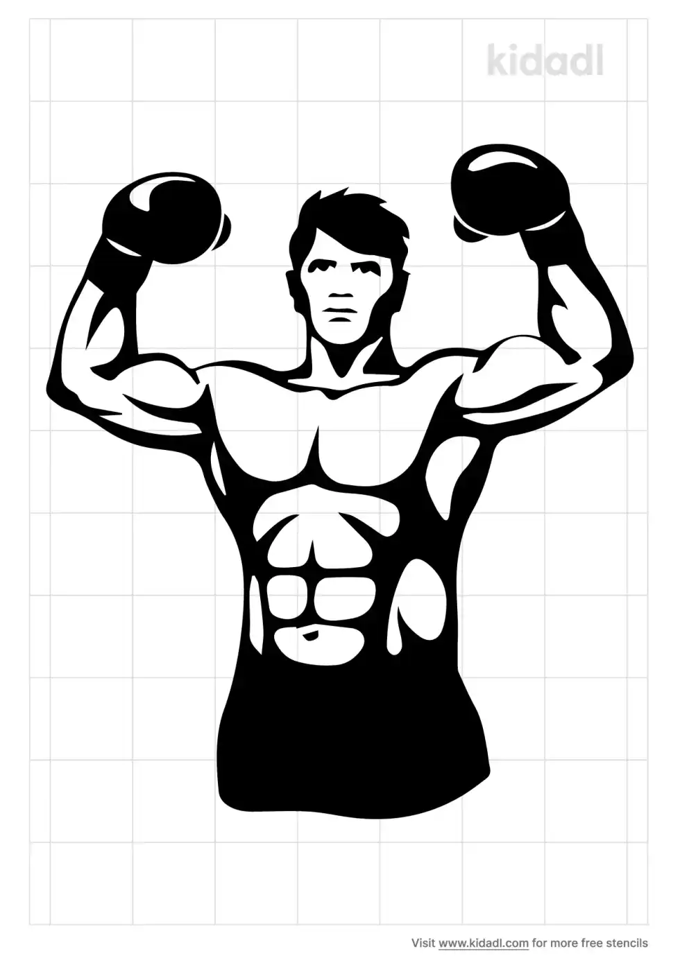 Man Boxing Stencil