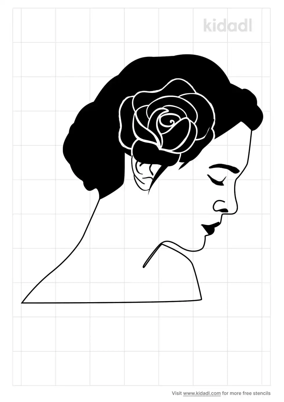 Rose Wreath Woman Stencil