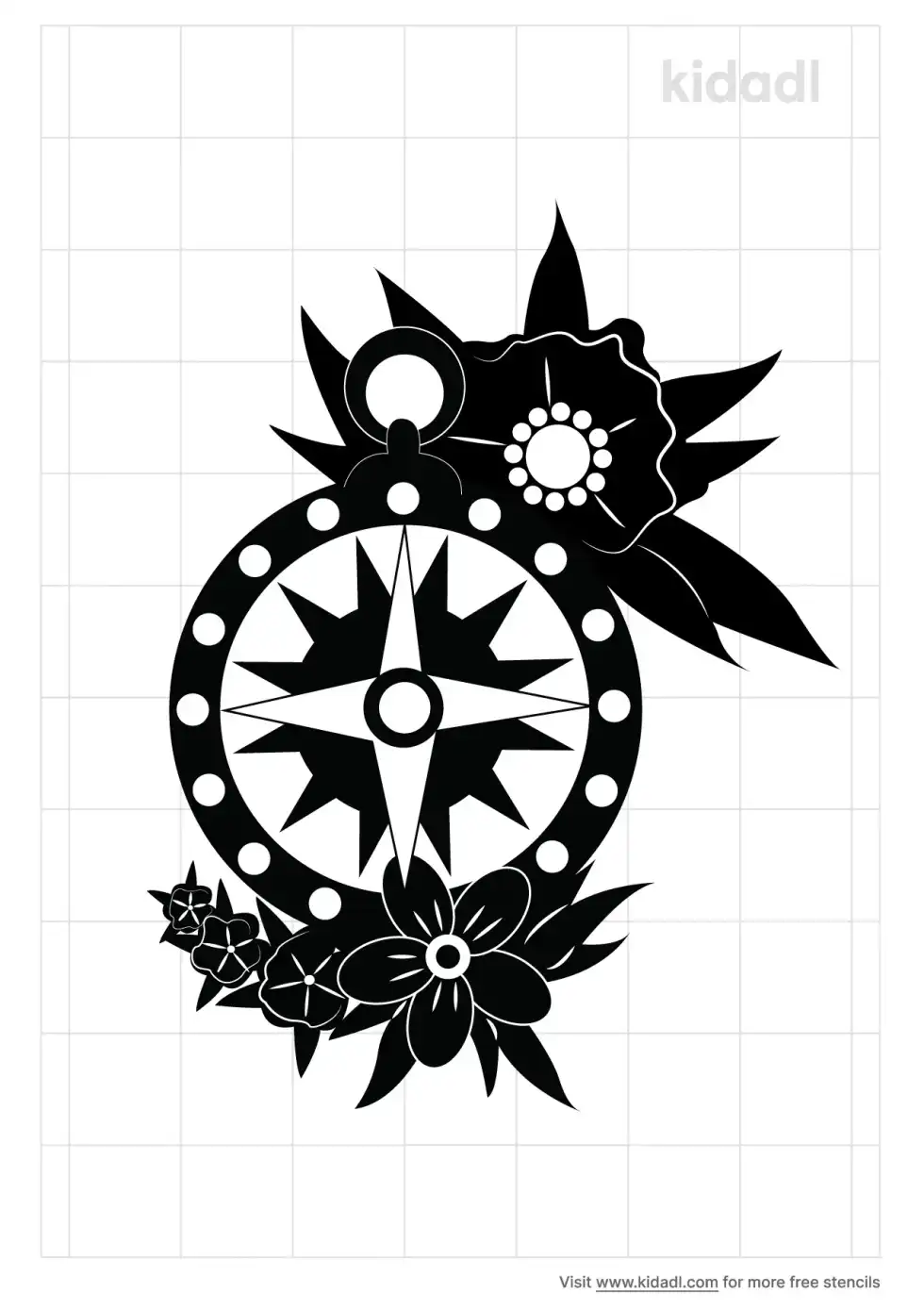 Compass Rose Flower Stencil