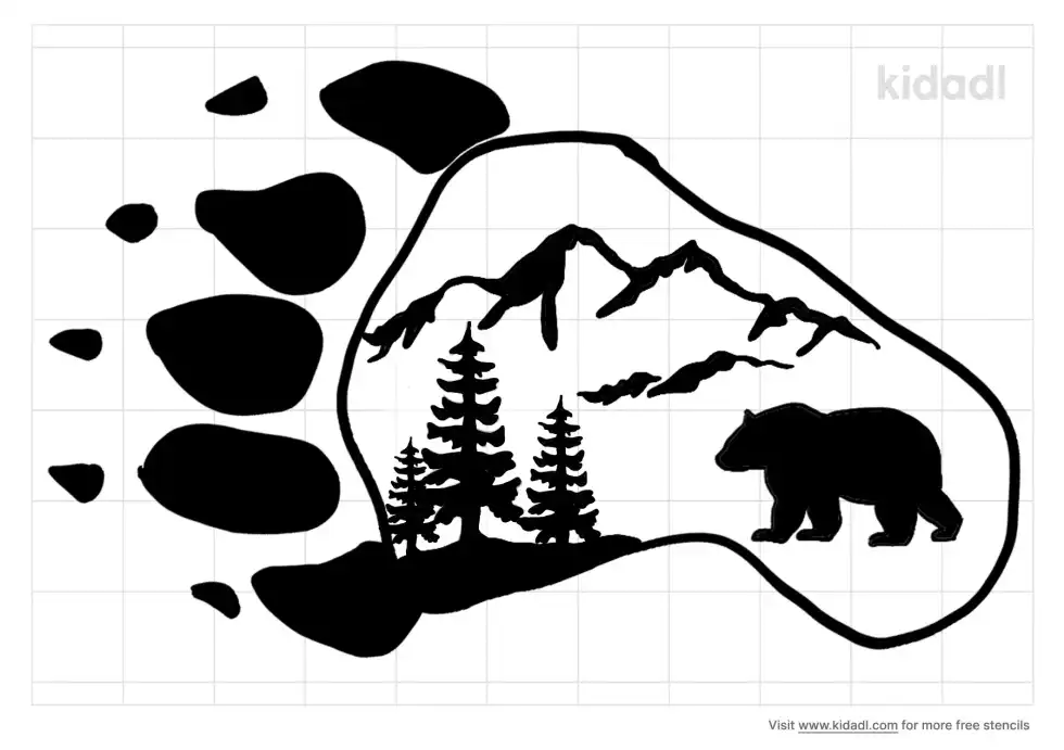 Bear Paw And Pine Tree Stencil
