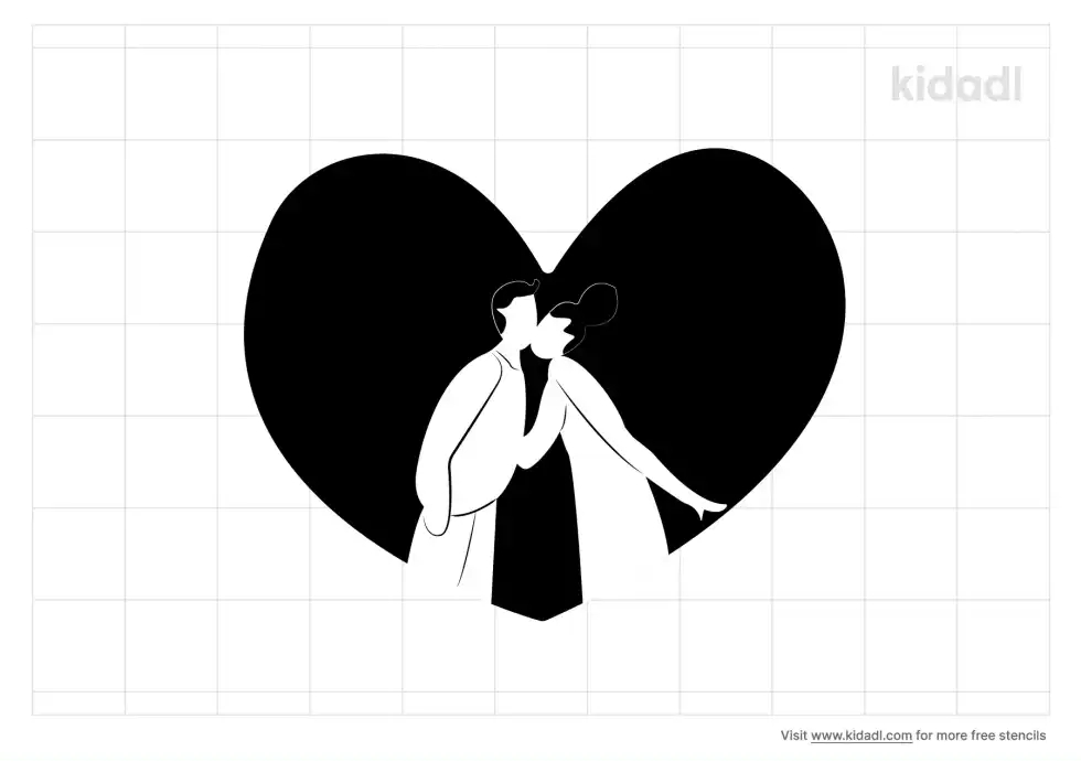 Couple Heart Stencil