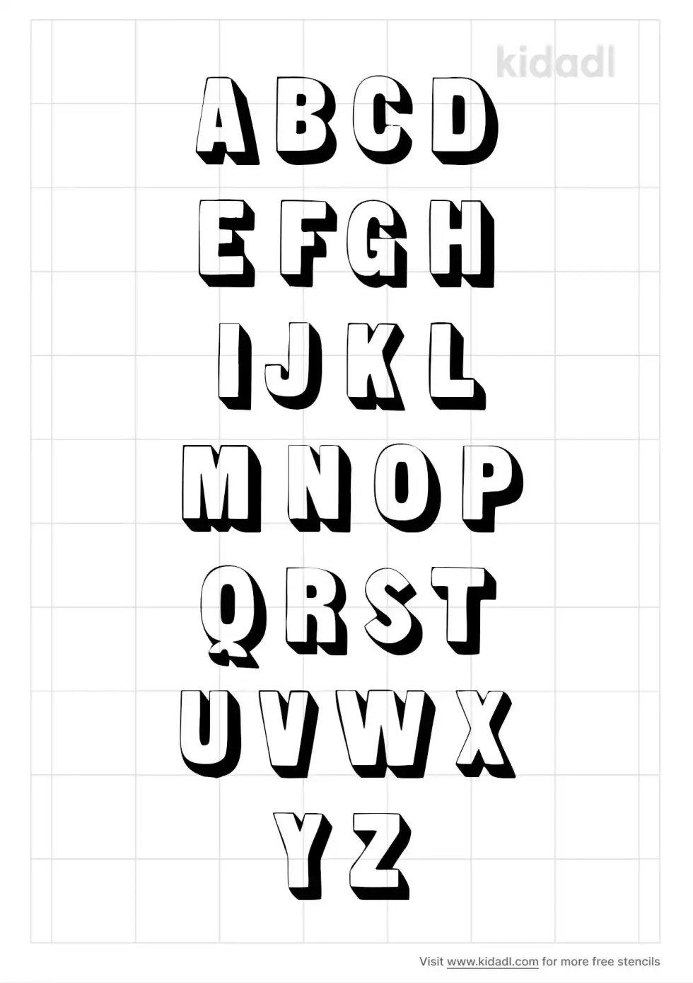 Block Letters With Shadow Font Stencil