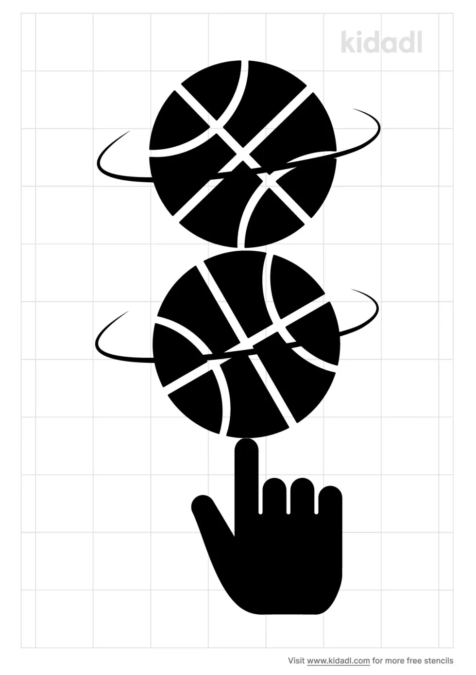 Spinning Two Basketballs Stencil