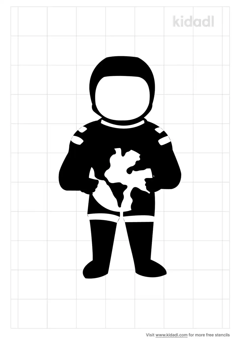 Astronaut Holding World Stencil