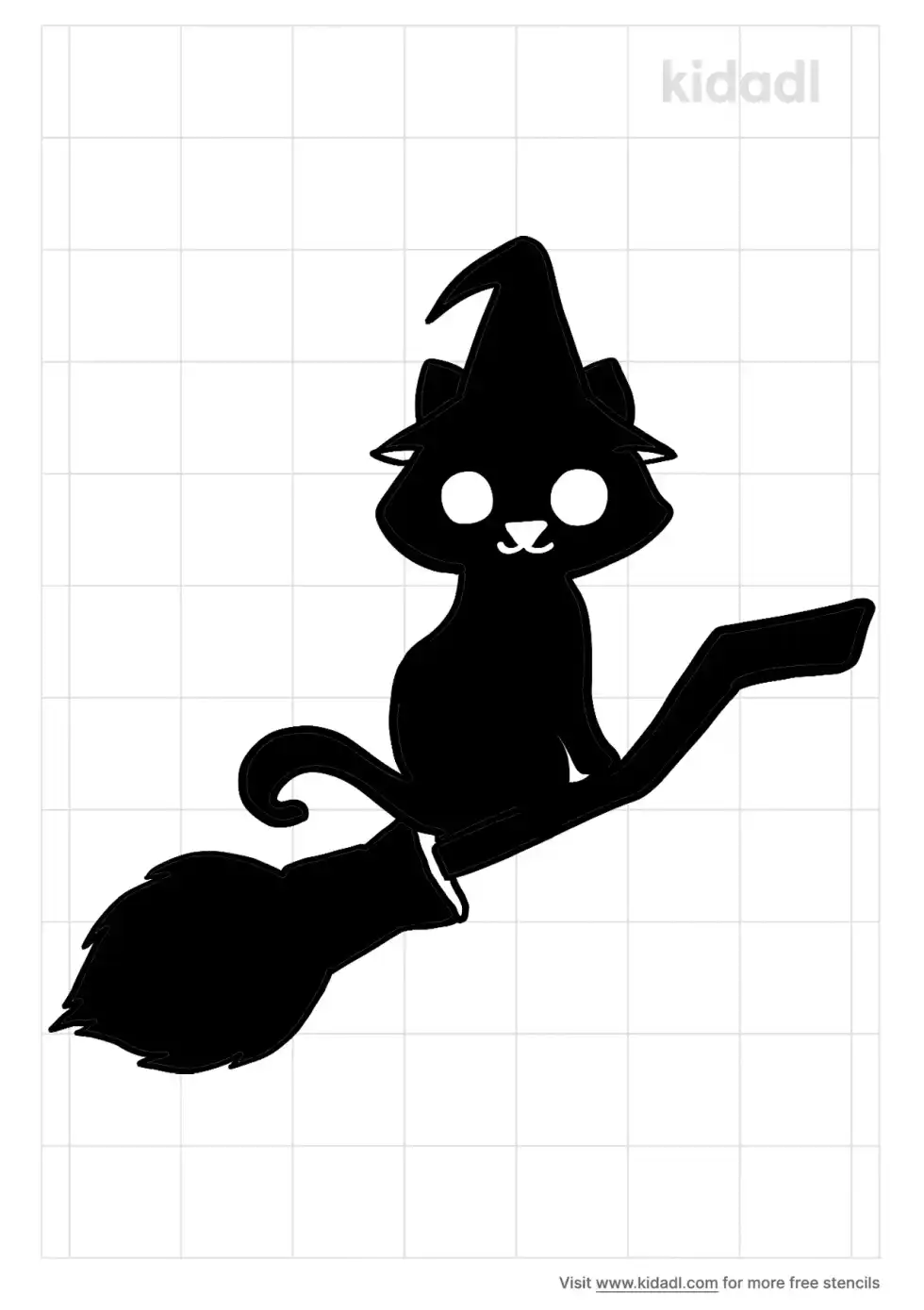 Cat On Broom Stencil