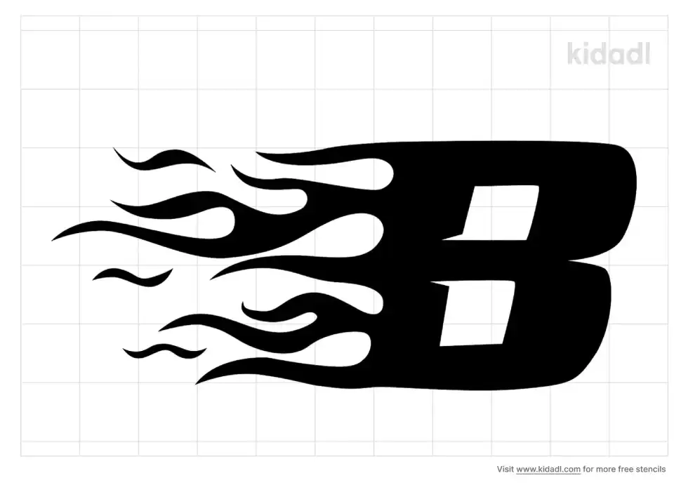 B With Flames Stencil