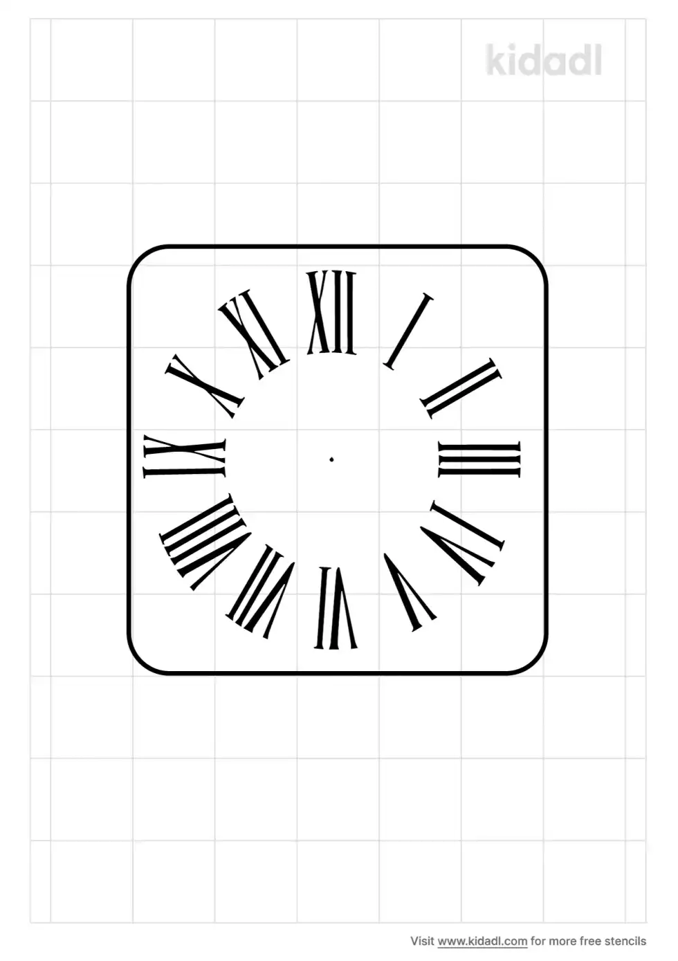 Clock Face With Roman Numerals Stencil