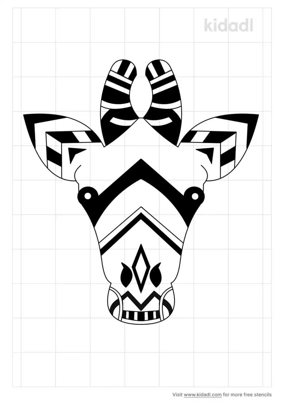 Henna Giraffe Head Stencil