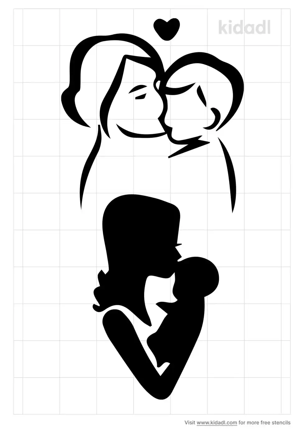 Mommy Kisses Cartoon Stencil