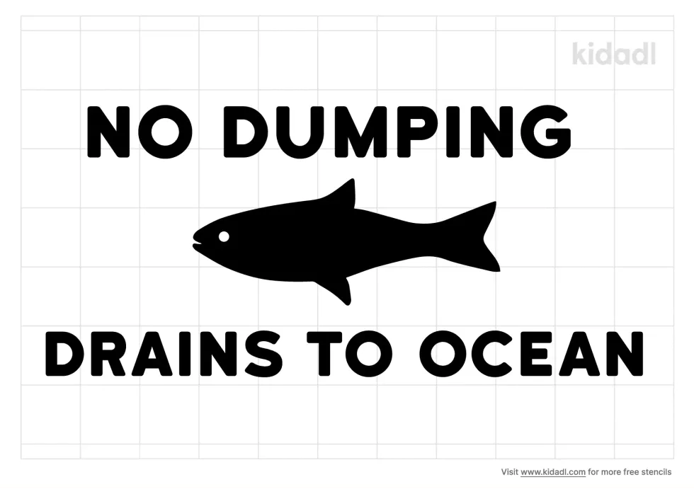 No Dumping Drains To Ocean Stencil