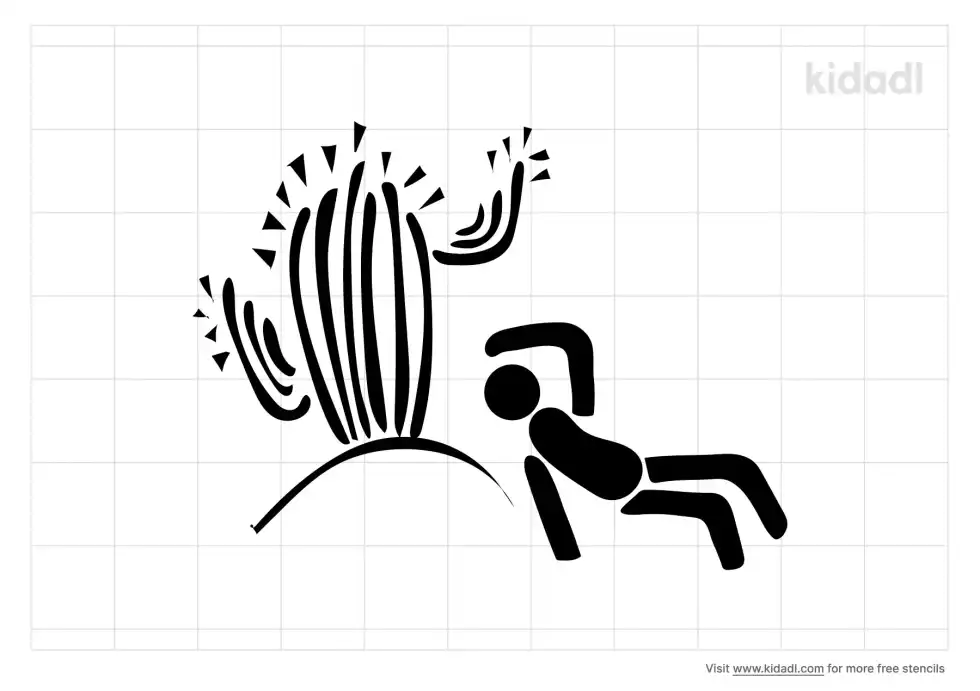 Man Lying Under Cactus Stencil